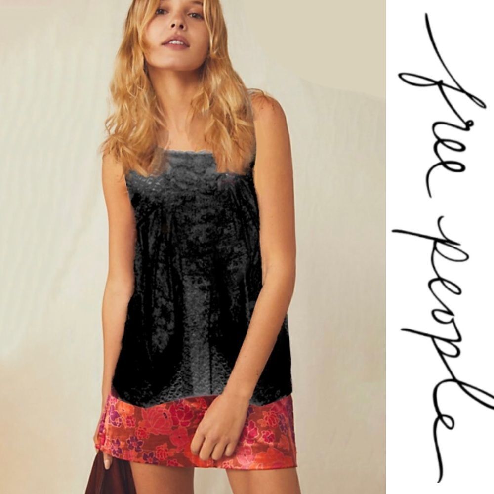 Free People Black Ruffle Tank